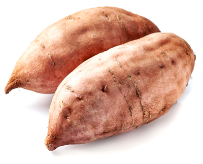 Sweet potato on white backgrounds. Batat